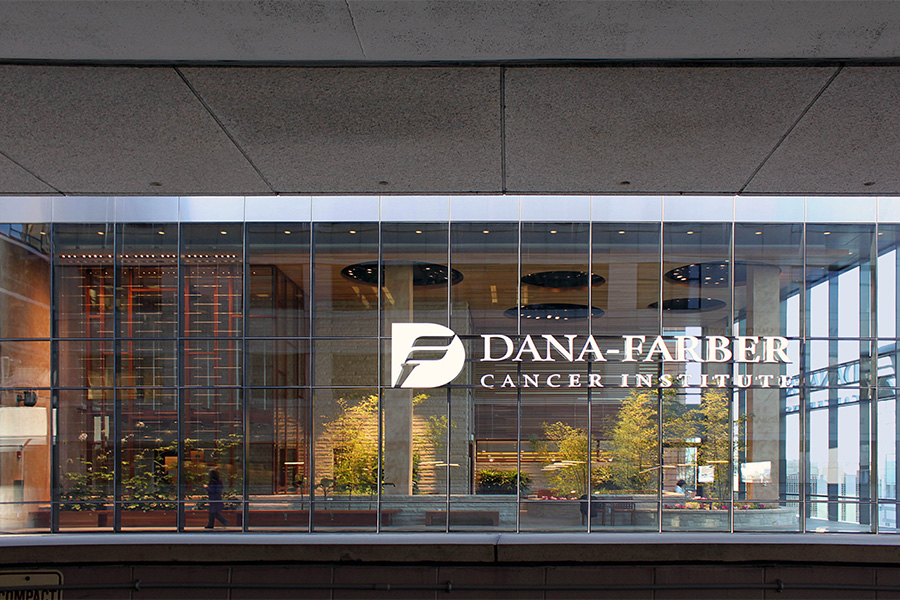 Exterior photo of Dana Farber Cancer Institute lobby